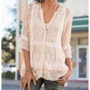 Sundance Misty Dreams Silk and Crochet Lace Tunic